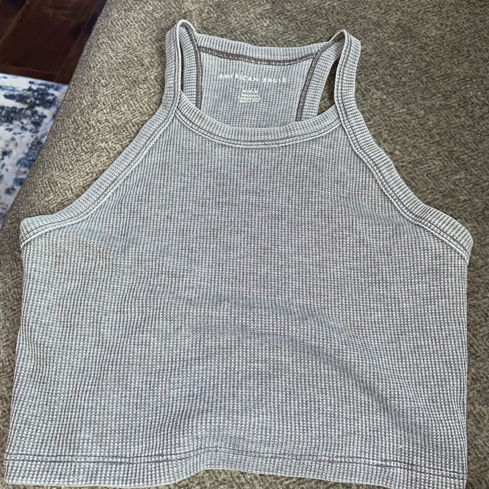 American eagle cropped grey shirt